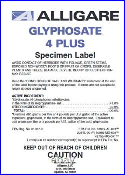 Alligare Glyphosate 4 Plus (Compares to RoundUp Pro) 41% 2.5 Gal (EPA#81927-9)